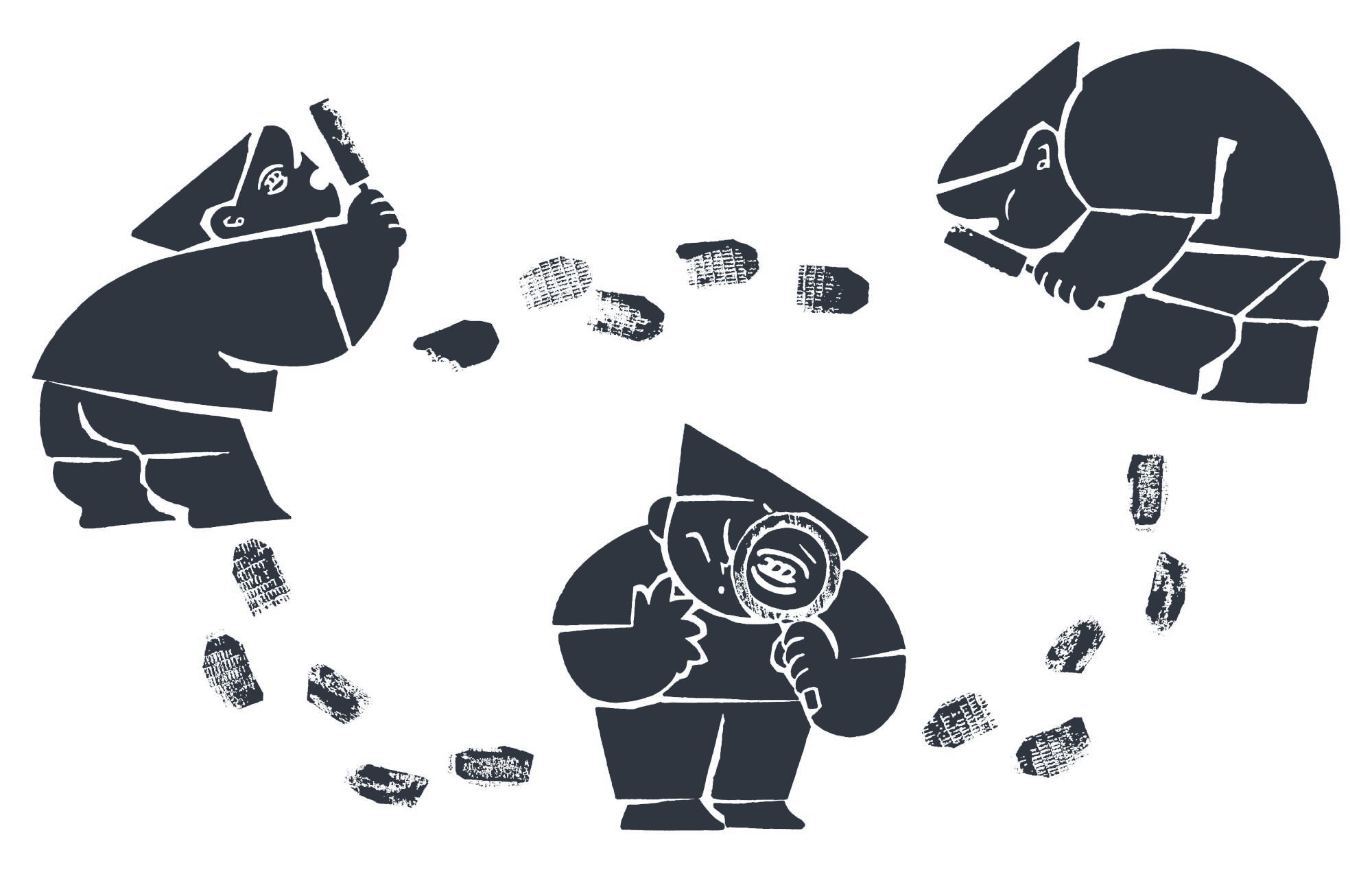 ルーペでいろんなものを観察する男の子のイラスト